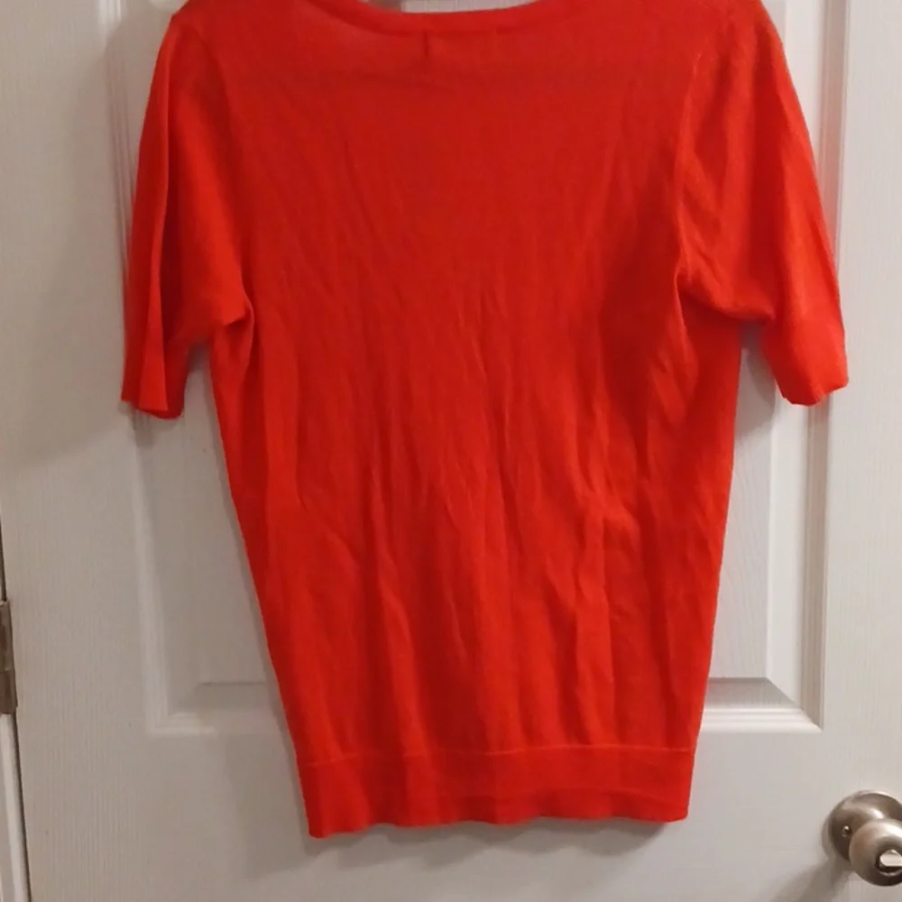 The Limited Cardigan Sweater Button Down Open Knit Short Sleeve Orange Size SML - Picture 3 of 3